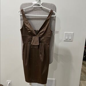 Chic Sleeveless Brown Midi Dress